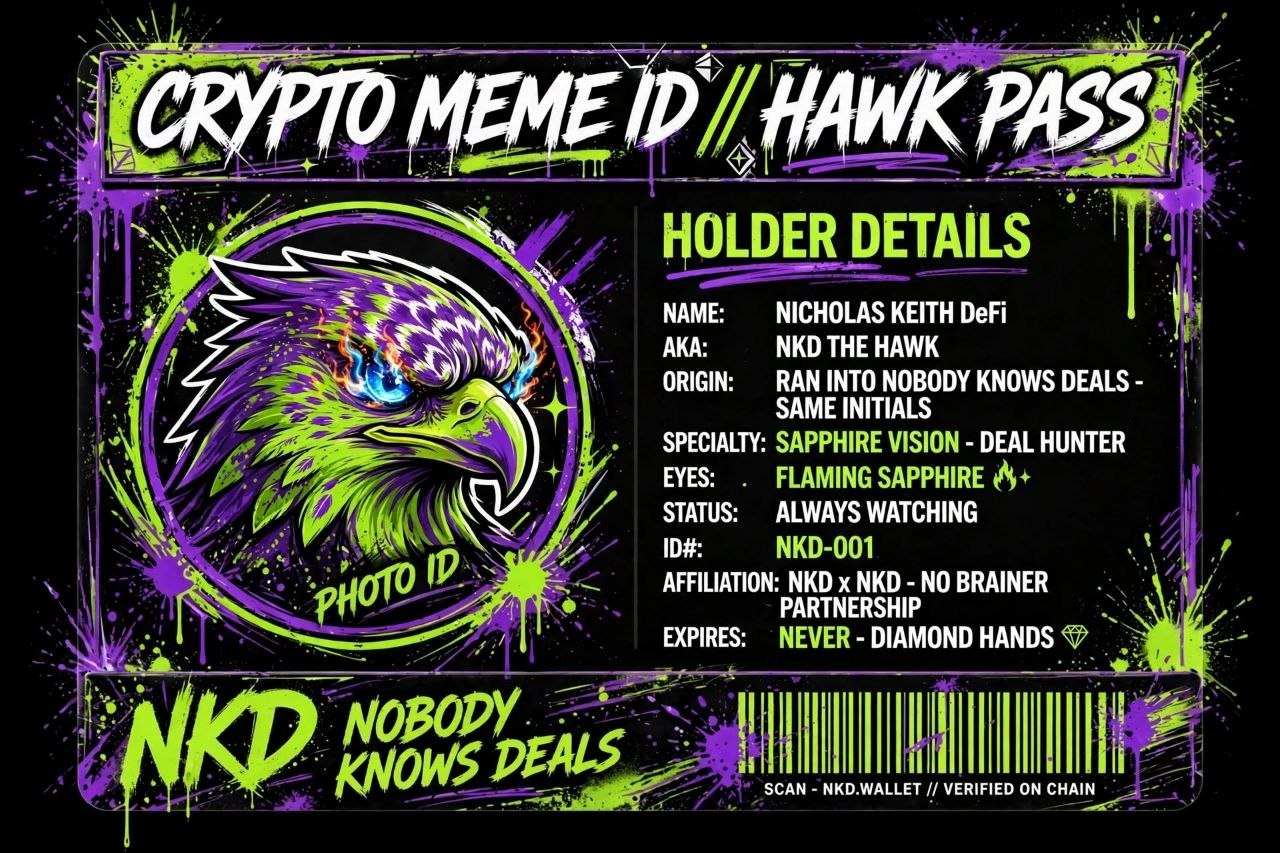Nobody Knows Deals Hawk Pass artwork in neon lime, purple, white, and black